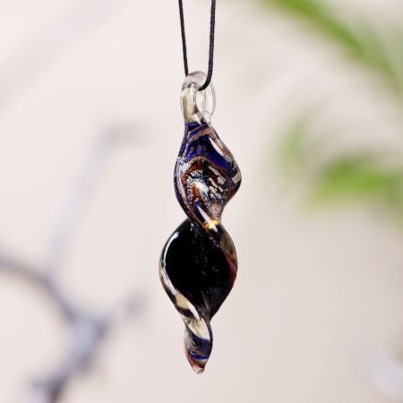 Lampwork Multicolor Twist Leaf Glass Pendant for Necklace - 1 Piece